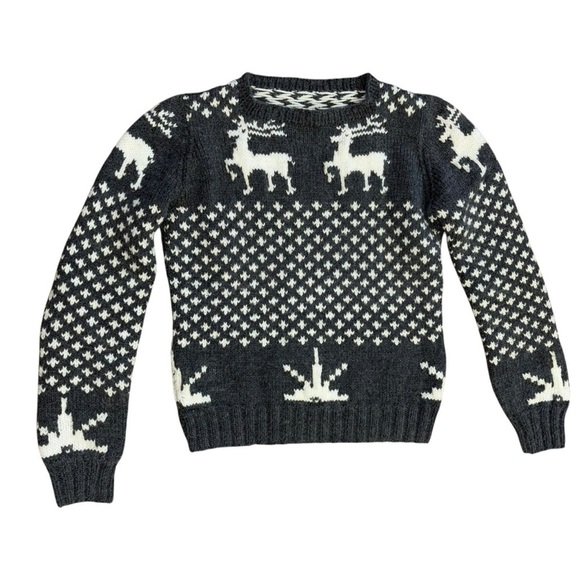 Christmas Sweater Reindeer Gray White Holiday Women’s S Knit Winter Festive - Picture 7 of 12